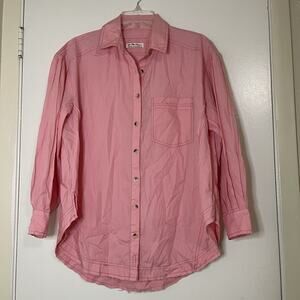 Free People pink button down cotton long sleeve pocket shirt size XS